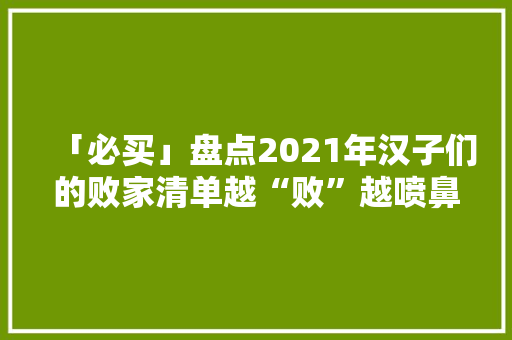 「必买」盘点2021年汉子们的败家清单越“败”越喷鼻香