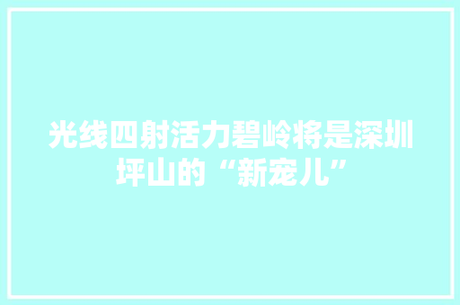 光线四射活力碧岭将是深圳坪山的“新宠儿”