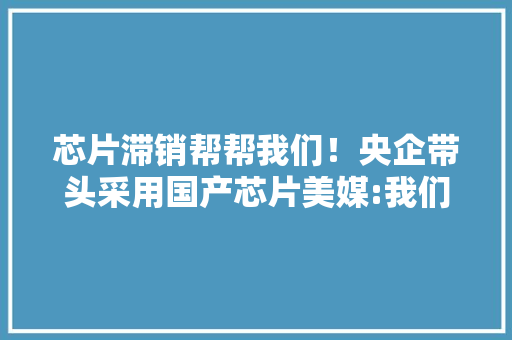 芯片滞销帮帮我们！央企带头采用国产芯片美媒:我们没地方卖了