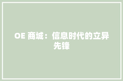 OE 商城：信息时代的立异先锋