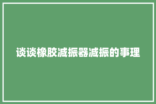谈谈橡胶减振器减振的事理