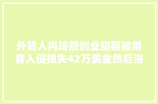 外贸人冉玲燕创业初期被黑客入侵损失42万美金然后浴火更生