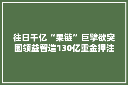 往日千亿“果链”巨擘欲突围领益智造130亿重金押注新能源车钱从何来？
