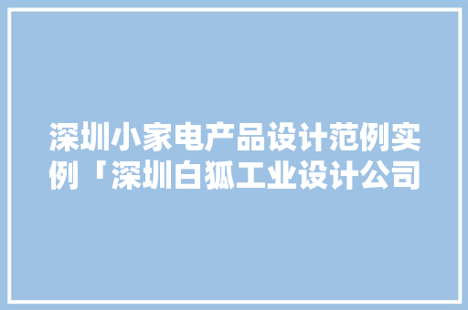 深圳小家电产品设计范例实例「深圳白狐工业设计公司」