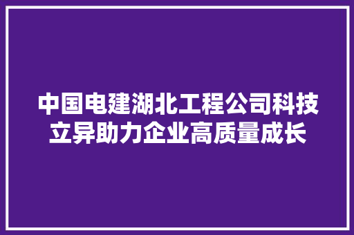 中国电建湖北工程公司科技立异助力企业高质量成长