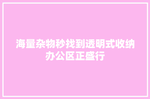 海量杂物秒找到透明式收纳办公区正盛行