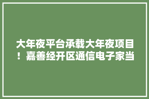 大年夜平台承载大年夜项目！嘉善经开区通信电子家当加快崛起