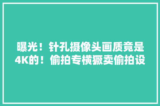 曝光！针孔摄像头画质竟是4K的！偷拍专横獗卖偷拍设备的市场更专横獗