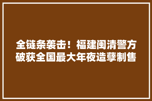 全链条袭击！福建闽清警方破获全国最大年夜造孽制售电子烟案