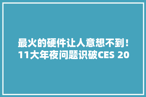 最火的硬件让人意想不到！11大年夜问题识破CES 2024