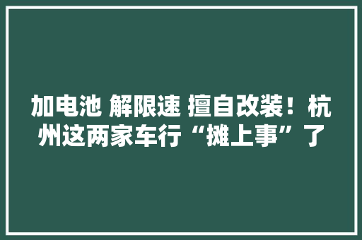 加电池 解限速 擅自改装！杭州这两家车行“摊上事”了
