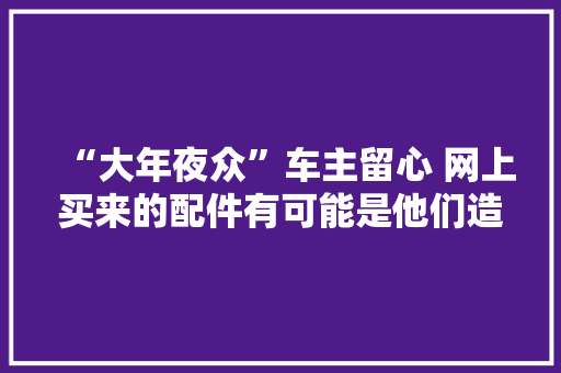 “大年夜众”车主留心 网上买来的配件有可能是他们造的