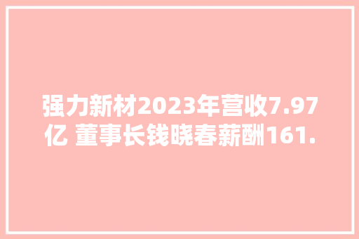 强力新材2023年营收7.97亿 董事长钱晓春薪酬161.6万