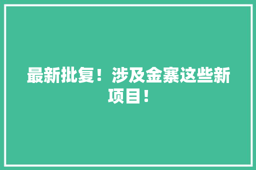 最新批复！涉及金寨这些新项目！