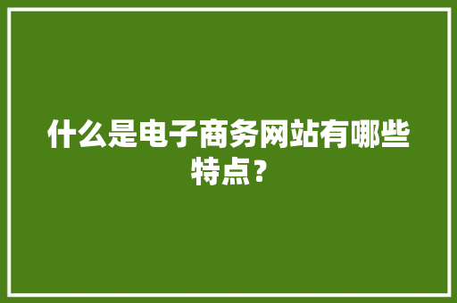 什么是电子商务网站有哪些特点？