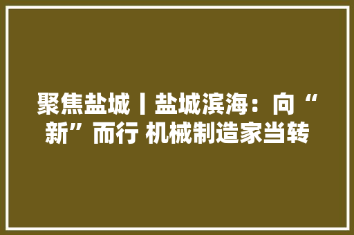 聚焦盐城丨盐城滨海：向“新”而行 机械制造家当转型进级塑造成长新优势