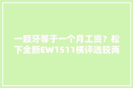 一颗牙等于一个月工资？松下全新EW1511横评选较两款便携冲牙器