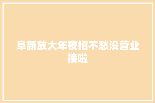 阜新放大年夜招不愁没营业接啦