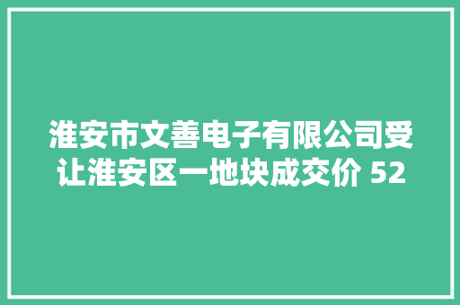 淮安市文善电子有限公司受让淮安区一地块成交价 52.10 万元