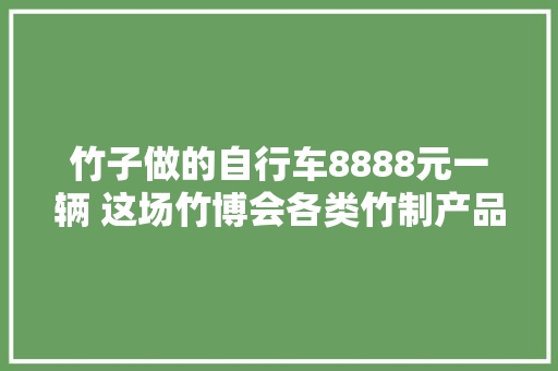 竹子做的自行车8888元一辆 这场竹博会各类竹制产品好吸睛