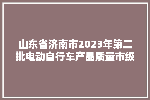 山东省济南市2023年第二批电动自行车产品质量市级监督抽查结果
