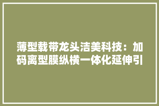 薄型载带龙头洁美科技：加码离型膜纵横一体化延伸引领成长