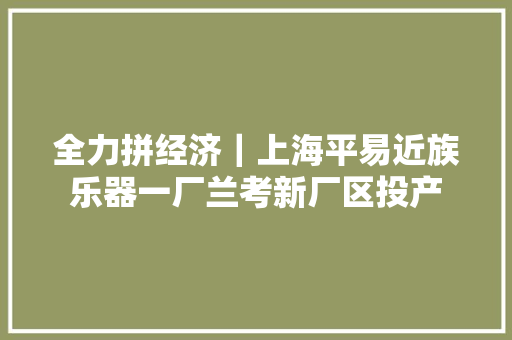 全力拼经济｜上海平易近族乐器一厂兰考新厂区投产