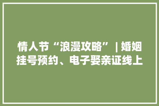 情人节“浪漫攻略” | 婚姻挂号预约、电子娶亲证线上福利来了！