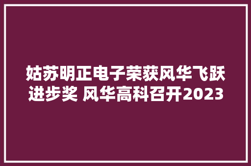 姑苏明正电子荣获风华飞跃进步奖 风华高科召开2023代理商大年夜会