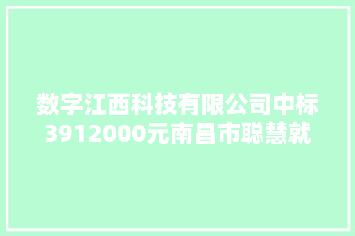 数字江西科技有限公司中标3912000元南昌市聪慧就业培植项目集成及数据库采购包