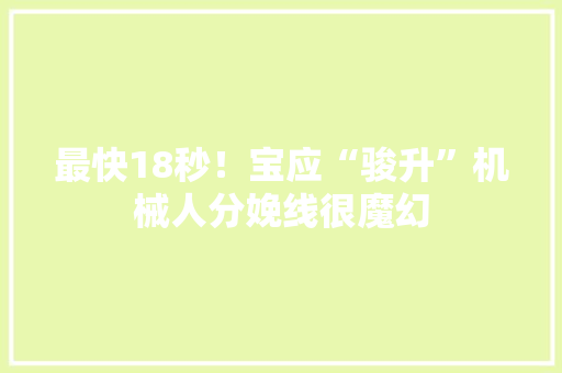 最快18秒！宝应“骏升”机械人分娩线很魔幻