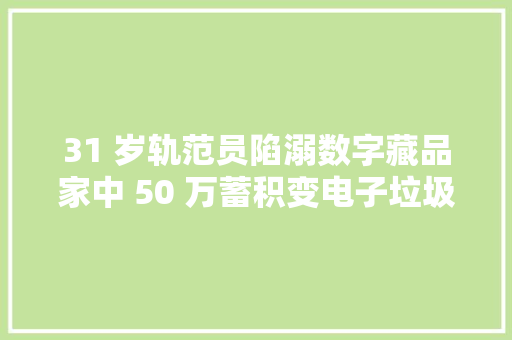 31 岁轨范员陷溺数字藏品家中 50 万蓄积变电子垃圾！