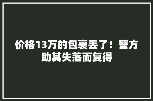 价格13万的包裹丢了！警方助其失落而复得