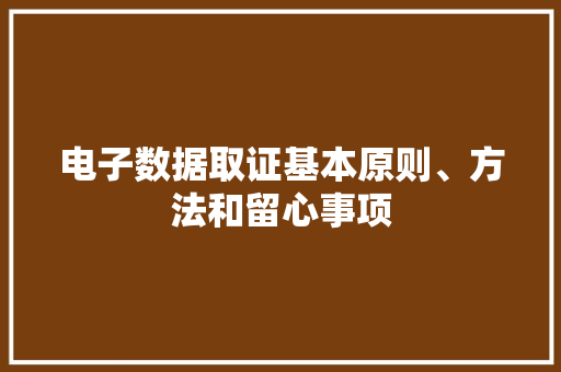 电子数据取证基本原则、方法和留心事项