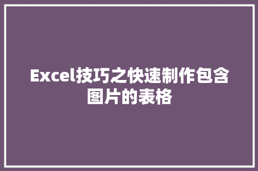 Excel技巧之快速制作包含图片的表格