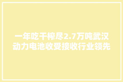 一年吃干榨尽2.7万吨武汉动力电池收受接收行业领先