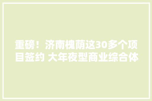 重磅！济南槐荫这30多个项目签约 大年夜型商业综合体来了！