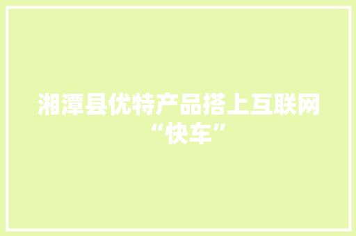 湘潭县优特产品搭上互联网“快车”