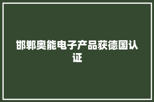 邯郸奥能电子产品获德国认证