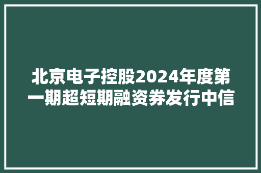 北京电子控股2024年度第一期超短期融资券发行中信银行余额包销96000万元占比48%北京银行包销40000万元占比20%
