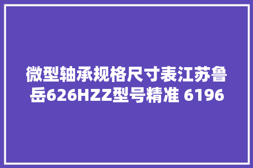 微型轴承规格尺寸表江苏鲁岳626HZZ型号精准 6196