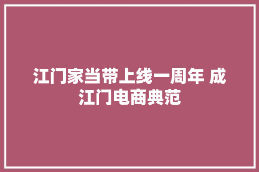 江门家当带上线一周年 成江门电商典范