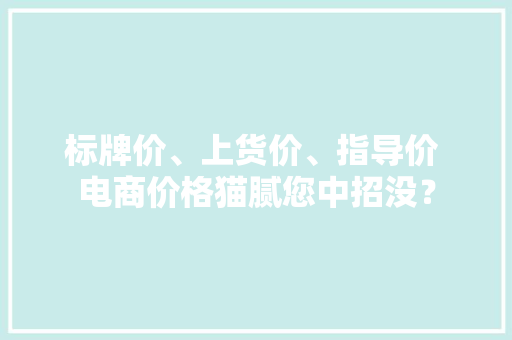 标牌价、上货价、指导价 电商价格猫腻您中招没？