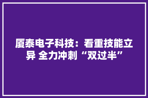 厦泰电子科技：看重技能立异 全力冲刺“双过半”
