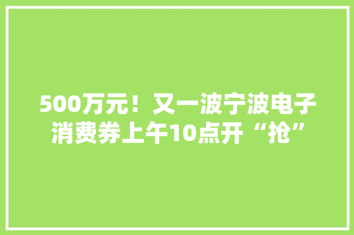 500万元！又一波宁波电子消费券上午10点开“抢”