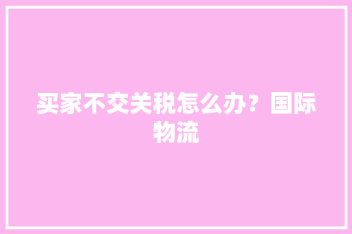 买家不交关税怎么办？国际物流