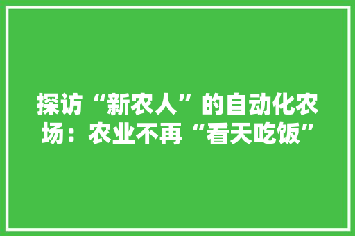 探访“新农人”的自动化农场：农业不再“看天吃饭”