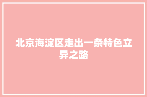 北京海淀区走出一条特色立异之路