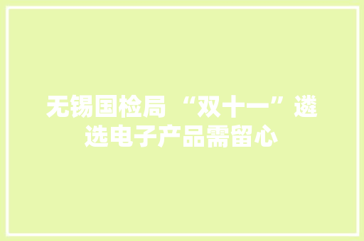 无锡国检局 “双十一”遴选电子产品需留心