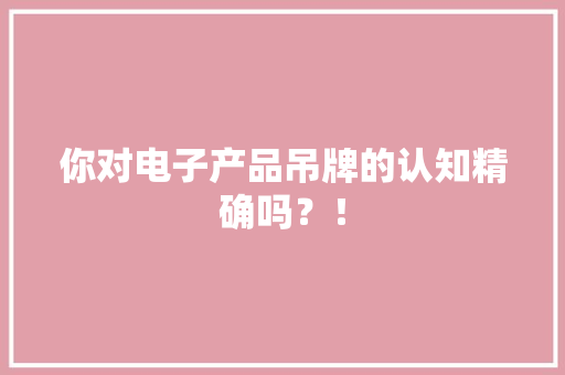 你对电子产品吊牌的认知精确吗？！